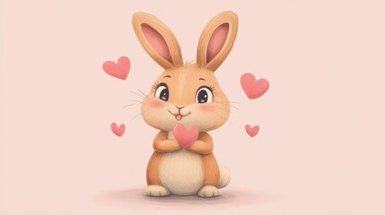 Poster - Cute cartoon illustration of a rabbit toy expressing love