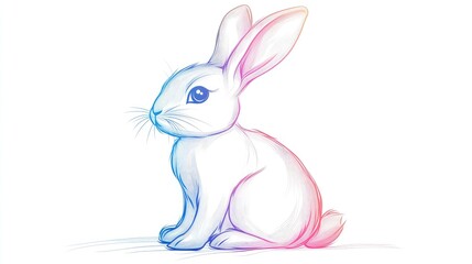 Wall Mural - Gradient line illustration of a cartoon rabbit