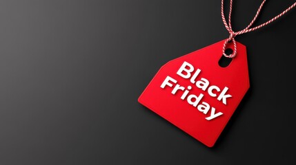 Sticker - Red Black Friday Tag on Black Background