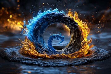 Wall Mural - zodiac signs as elemental forces, depicted in a powerful scene where each zodiac sign is an embodime