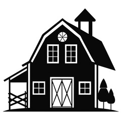 Wall Mural - Farm house silhouette vector illustration on white background