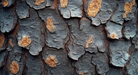 Wall Mural - Detailed close-up of textured tree bark highlighting natural patterns and earthy tones in daylight