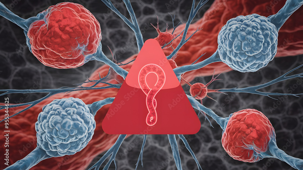 Red Alert Symbol Against Healthy Cells: Emphasizing Awareness and ...