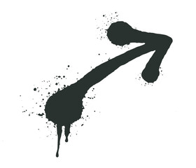 Poster - Abstract artistic arrow with splatter effect created in black ink Flat vector illustration depicting a bold black arrow with splatter detailing in a creative and artistic manner