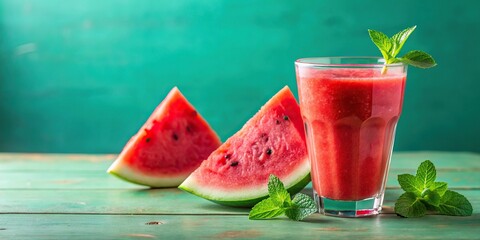 Canvas Print - Healthy summer watermelon smoothie on colorful background