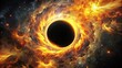 © prasit - High angle view of a black hole with yellow flames in deep space