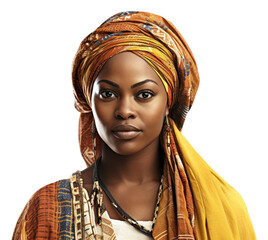 Poster - PNG Photo african woman in traditional costume portrait turban adult.