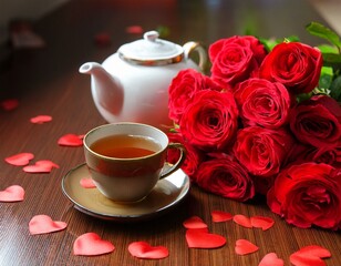 cup of tea and roses