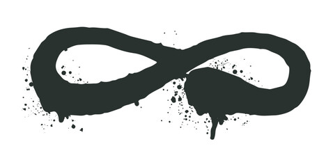 Poster - Flat vector illustration of an infinite symbol represented with black paintbrush strokes and splatters clean and minimalistic style