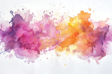 Wall Mural - abstract watercolor background with splashes orange pink