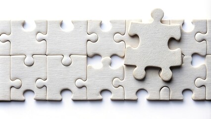 Medium shot of matching pieces of empty puzzle on white background