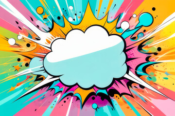 Wall Mural - Comic art style exploding pop speech bubble background  colourful 