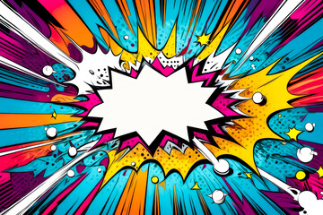 Wall Mural - Comic art style exploding pop speech bubble background  colourful 