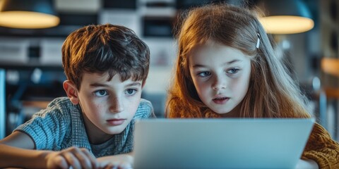 Two Children Working on a Computer Together