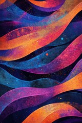 Vibrant abstract vintage background featuring shimmering elements in a line art style