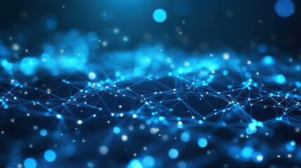 Wall Mural - Abstract blue digital network background with glowing connections