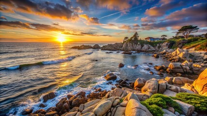 Wall Mural - Rocky coastline sunrise morning scenic view