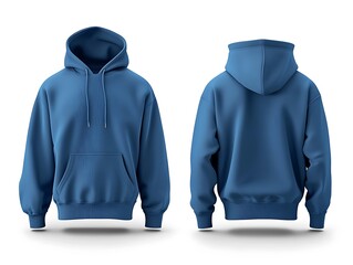 Wall Mural - front and back of blue sweatshirts on white background