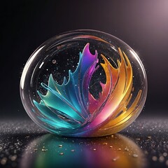 Canvas Print - Glitter abstract glass shape, 3d render