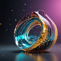 Canvas Print - Glitter abstract glass shape, 3d render