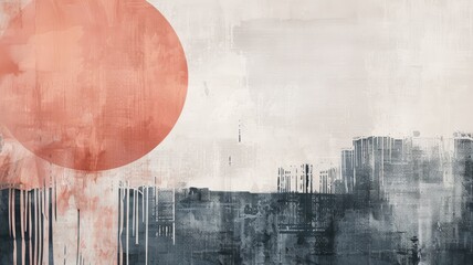 Abstract Urban Landscape with a Red Circle