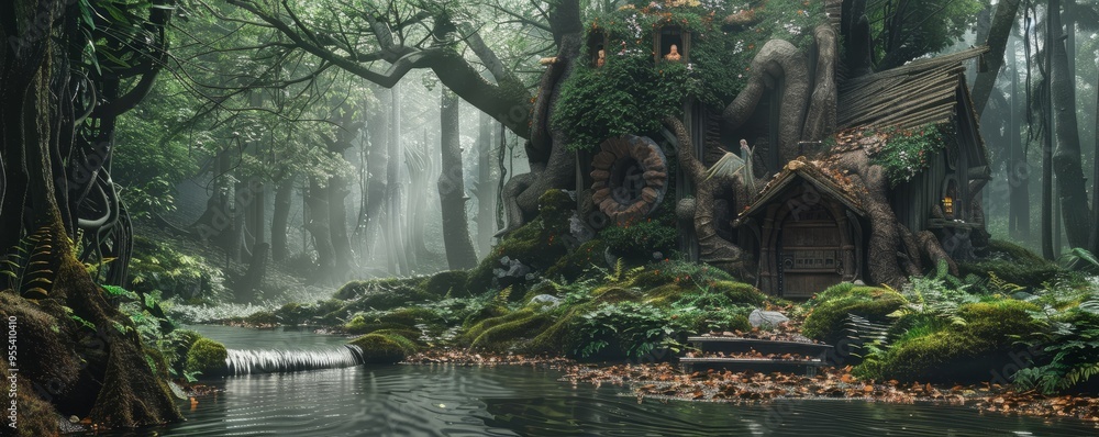 Enchanted forest with a hidden fairy village, 4K hyperrealistic photo ...