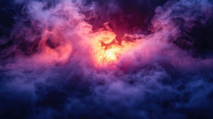 Wall Mural - Background of an empty room with smoke and neon light. Dark abstract background