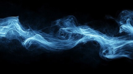 Leinwandbilder - Abstract blue smoke swirling against a black background, mysterious and ethereal