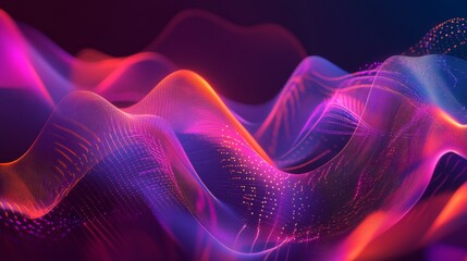 Wall Mural - An abstract illustration of electrical waves with glowing lines and curves, symbolizing data transmission and signal processing in a futuristic style