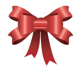 Poster - Elegant red bow depicted in flat vector illustration A detailed illustration of a red ribbon bow isolated on a white background