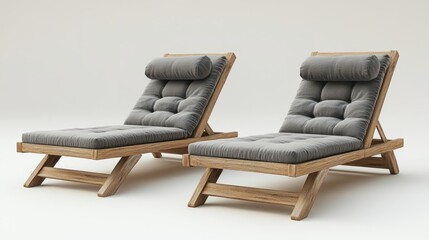 Stylish Wooden Lounge Chairs with Cushions Generative AI