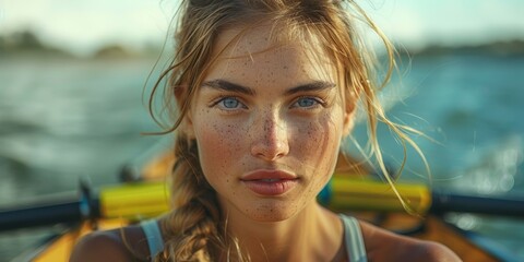 Poster - Close-Up Portrait of a Woman with Freckles