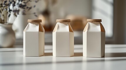 minimalist milk cartons in soft lighting generative ai