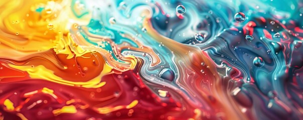 Wall Mural - Colorful bright fluid dynamics with intense highlights, 4K hyperrealistic photo