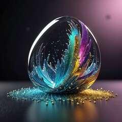 Canvas Print - Glitter abstract glass shape, 3d render