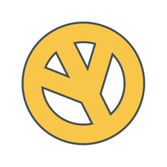 Aufkleber - An abstract flat vector illustration showcasing a modern artistic rendition of a traditional peace symbol in vibrant yellow and black colors on a clean white background