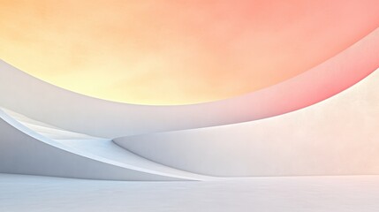 Canvas Print - A white and pink background with a curved white wall