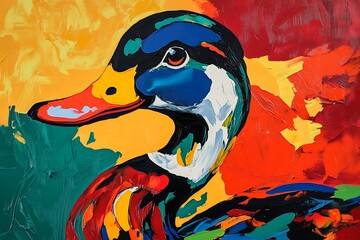 Poster - illustration of a duck in a background