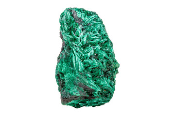 Plisoviy, plush, satin malachite mineral stone on a white background close-up