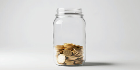 Gold coins in a jar, wealth and savings
