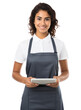 © Rawpixel.com - PNG Woman holding a digital tablet adult apron entrepreneur.