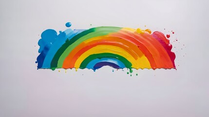 Sticker - Rainbow Painting on White Background