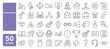 © M Design - Set of 50 line icons related to headhunting, recruiting, career, employment, recruitment, headhunter, job, hiring, human resources, Editable stroke. Vector illustration