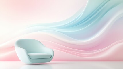 Canvas Print - a blue chair sits in front of a pink wall