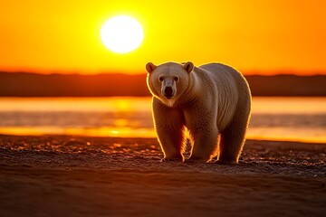 Poster - polar bear in the water