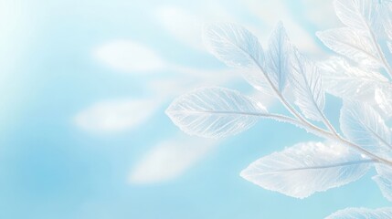 Canvas Print - a blue sky with white leaves and a white branch