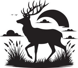 Wall Mural -  deer Silhouette vector Illustration