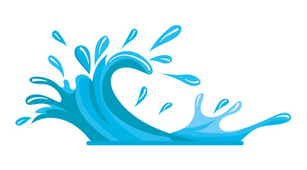 Leinwandbilder - Flat vector illustration of a water splash showcasing a dynamic blue wave perfect for aquatic themed design work or digital art projects