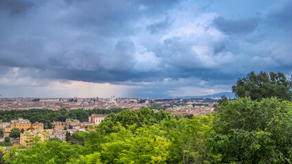 Wall Mural - Panoramic view of historic center timelapse of Rome, Italy