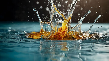 Liquid Energy Explosion: A vibrant burst of orange, red, and blue liquid frozen in time, capturing the raw power and beauty of a dynamic splash. 